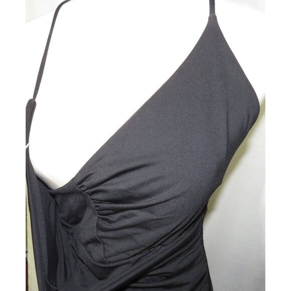 Halara Black Wrap Look Side Ruched Side Slit Bodycon Dress Size Medium - Picture 5 of 10